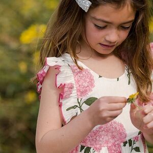 Pink Chicken Floral Dress - Pink and White Hydrangeas size 6